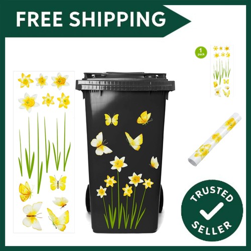 Flower wheelie bin stickers - wheelie,